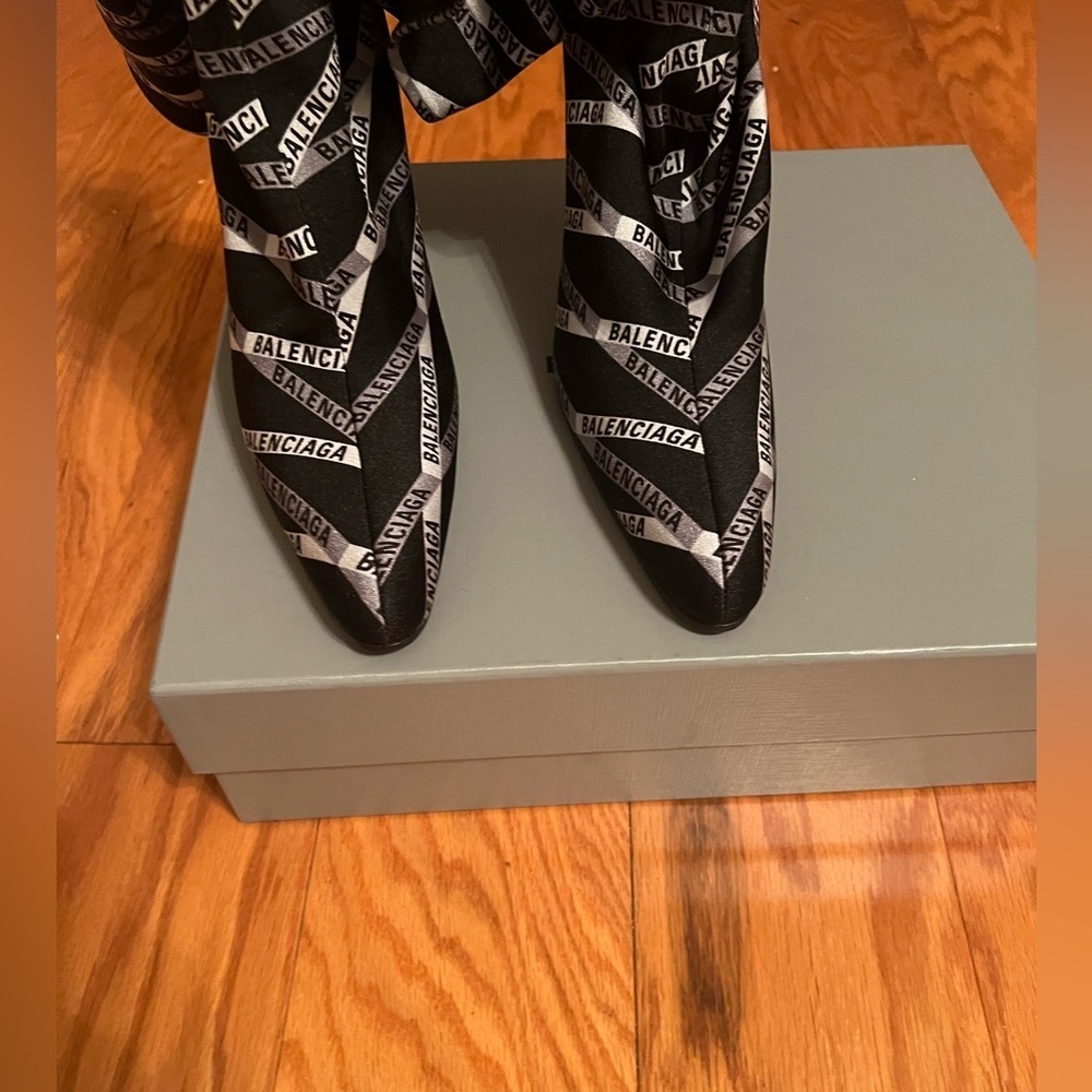 BALENCIAGA Black Monogram Pointy Toe Sock Bootie, 9.5, NWT - Picture 8 of 16